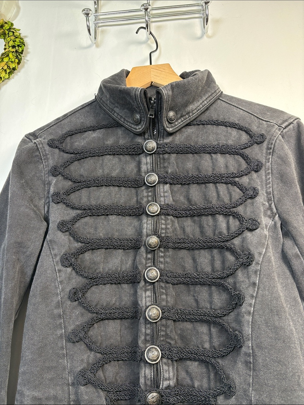 TRIPP N.Y.C. Gothic Zip Button/Loop Black Denim Jacket size XS - Picture 2 of 10
